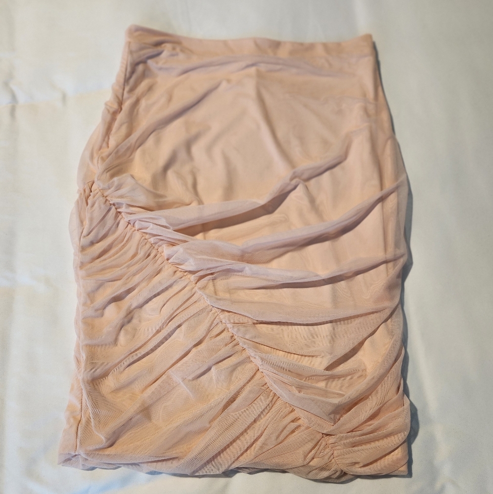 Pink Ruched Pencil Mini Skirt for Night Out
